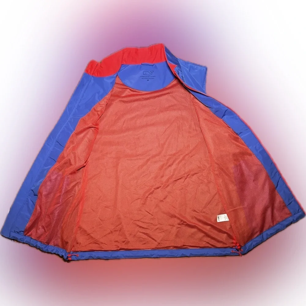 Vineyard Vines Men’s Preppy Blue Orange Lightweight Golf Shell Vest Jacket M